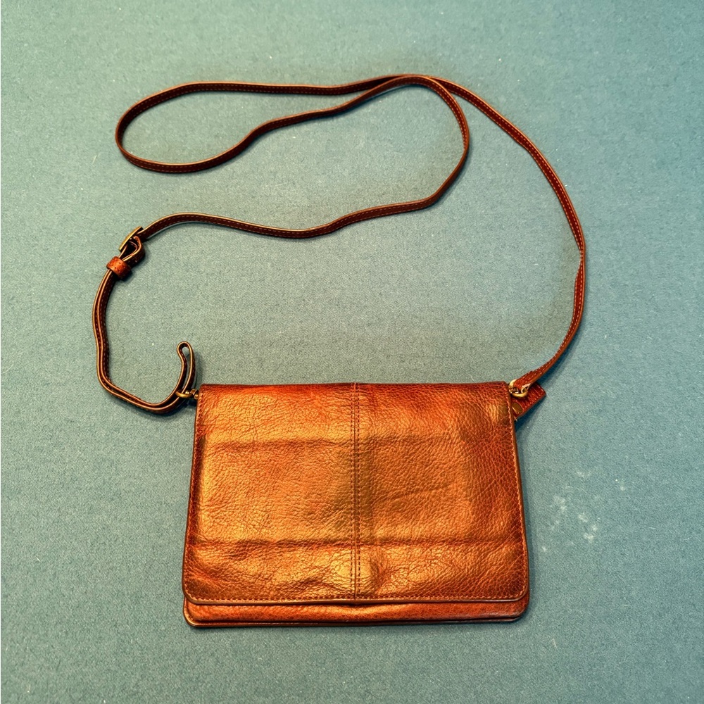Beautiful brown leather wallet with detachable purse strap